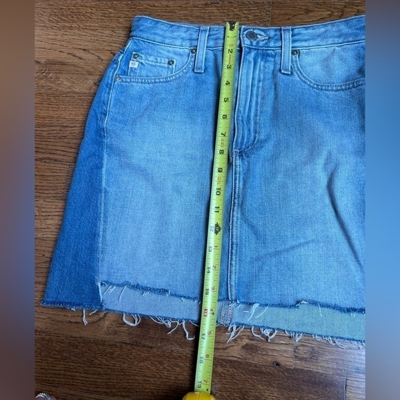 AG ADRIANO GOLDSCHMIED  “the Vera “ denim mini skirt raw edge uneven hem size 27 - Picture 6 of 7